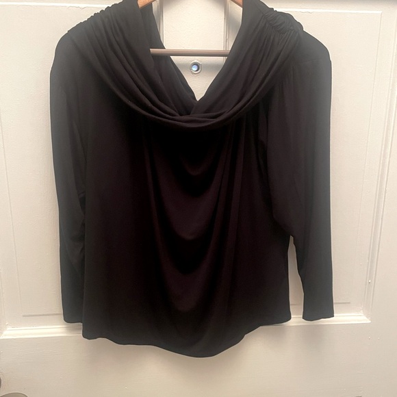 NWOT Express Cowl Neck Long Sleeve Black Top - Picture 1 of 2